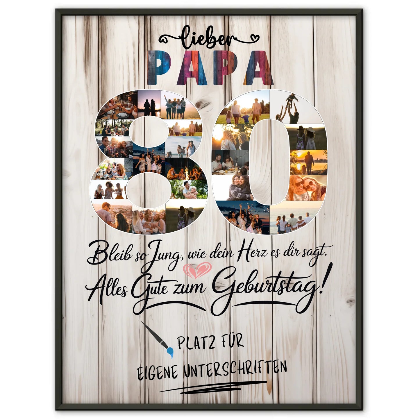 Personalisiertes Poster mit Unterschriften Papa 80 Geburtstag Fotos