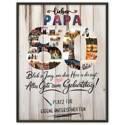 Personalisiertes Poster mit Unterschriften Papa 80 Geburtstag Fotos