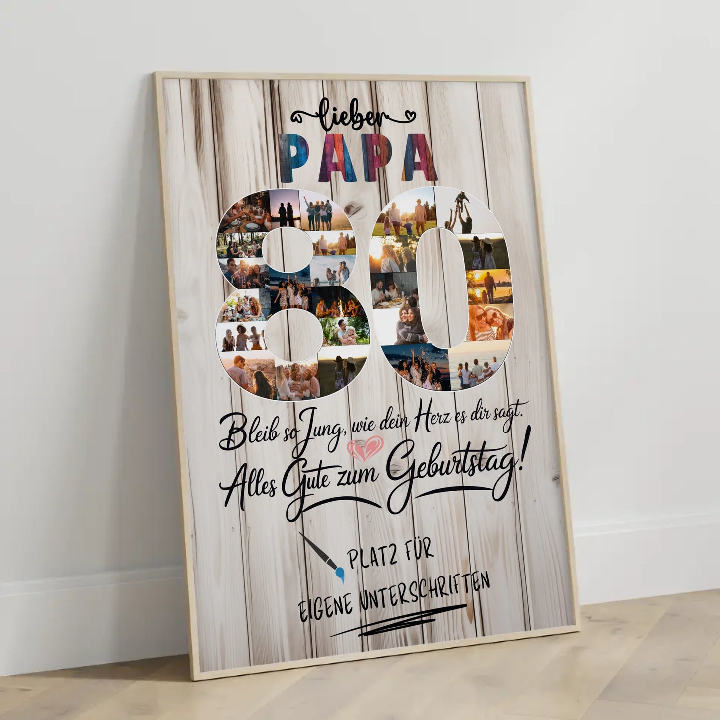 Personalisiertes Poster mit Unterschriften Papa 80 Geburtstag Fotos