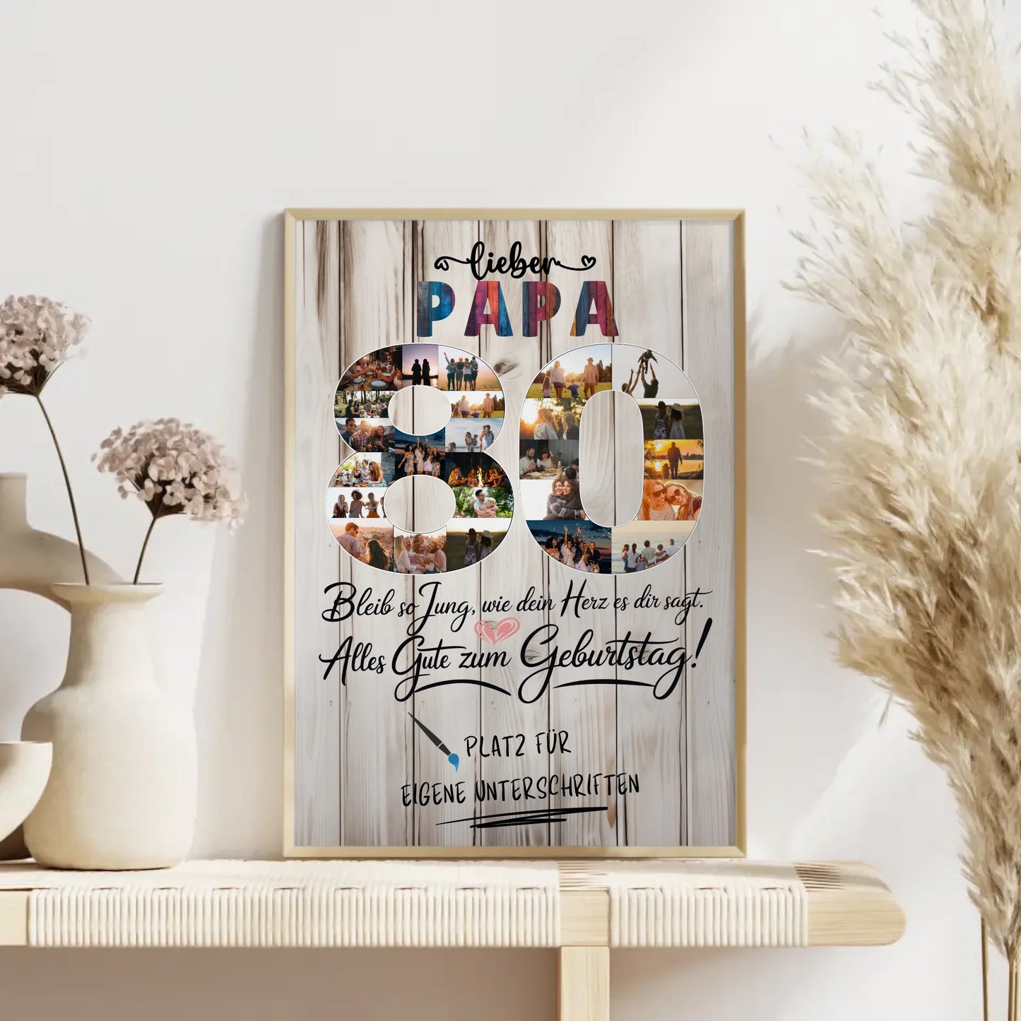 Personalisiertes Poster mit Unterschriften Papa 80 Geburtstag Fotos