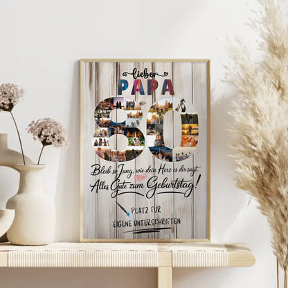Personalisiertes Poster mit Unterschriften Papa 80 Geburtstag Fotos