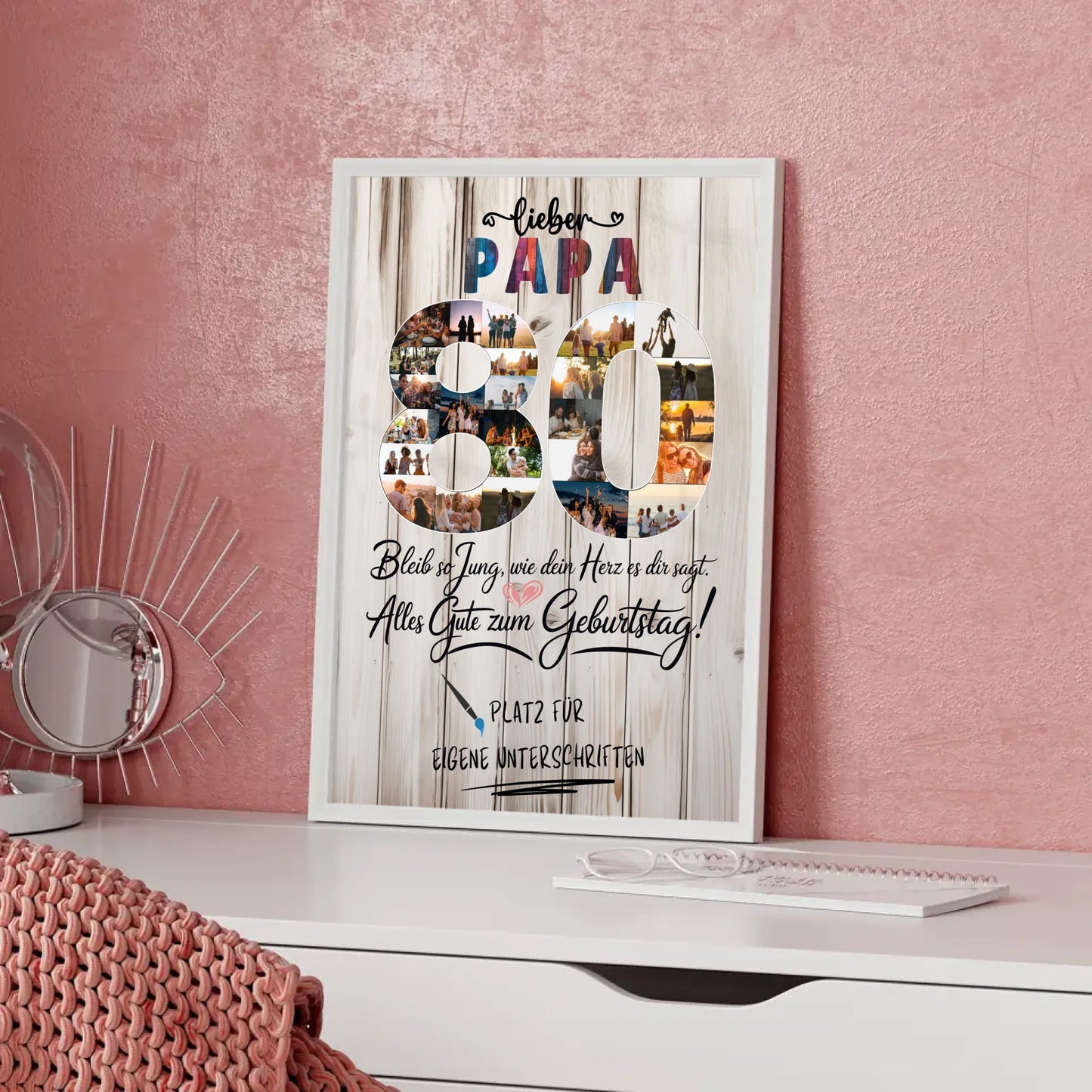 Personalisiertes Poster mit Unterschriften Papa 80 Geburtstag Fotos