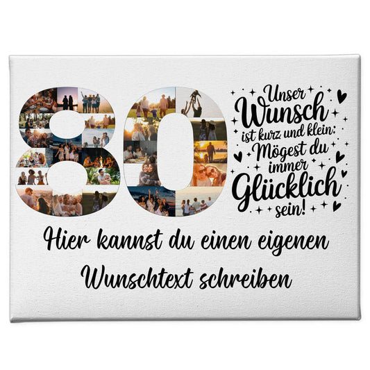 Personalisierte Fotoleinwand mit Wunschtext zum 80 Geburtstag