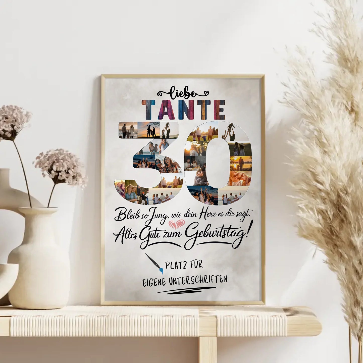 Personalisiertes Poster mit Unterschriften Tante 30 Geburtstag Fotos