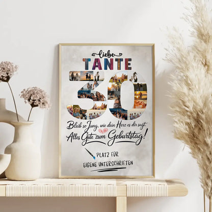 Personalisiertes Poster mit Unterschriften Tante 30 Geburtstag Fotos