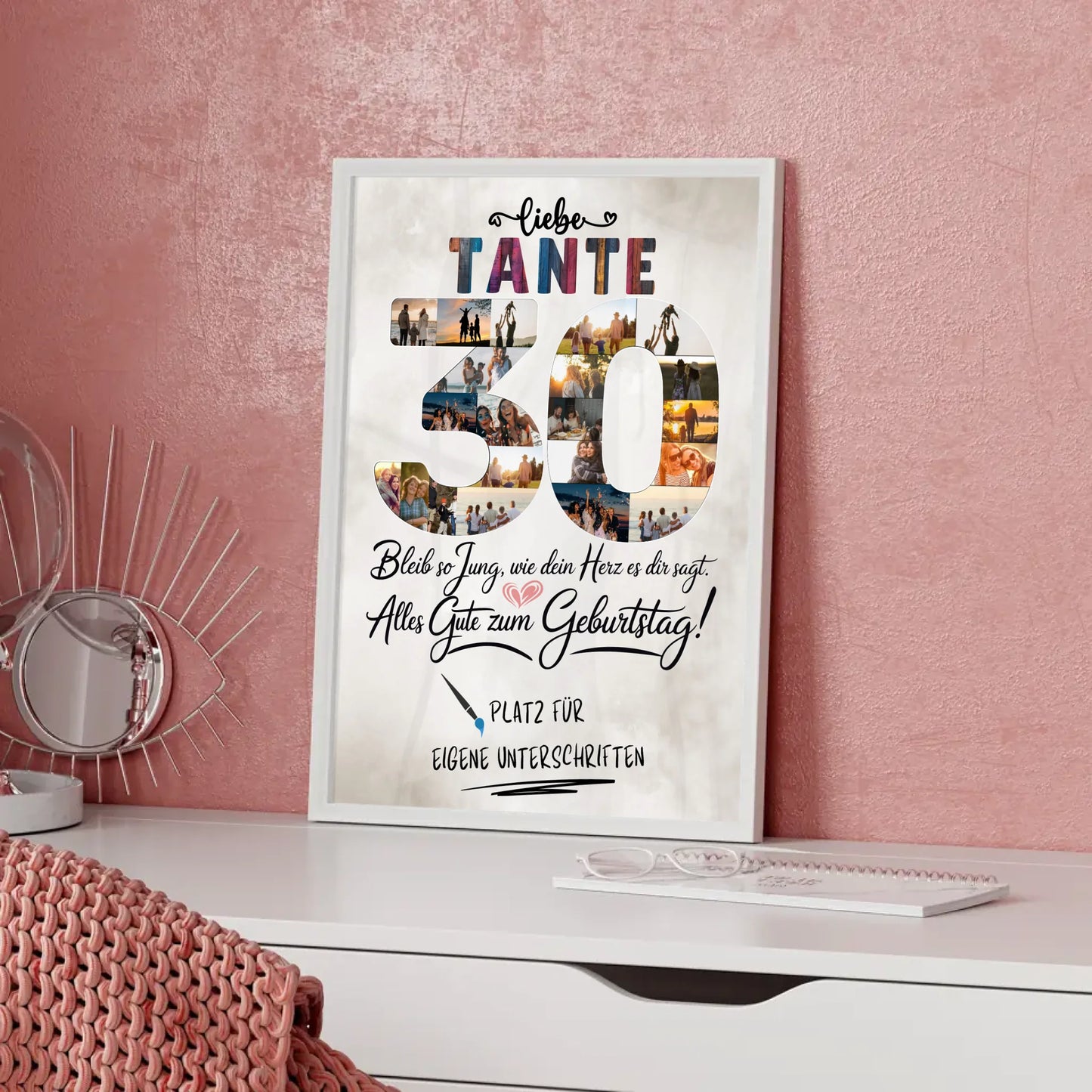 Personalisiertes Poster mit Unterschriften Tante 30 Geburtstag Fotos