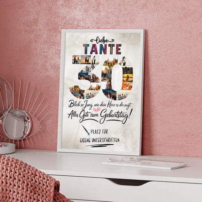 Personalisiertes Poster mit Unterschriften Tante 30 Geburtstag Fotos