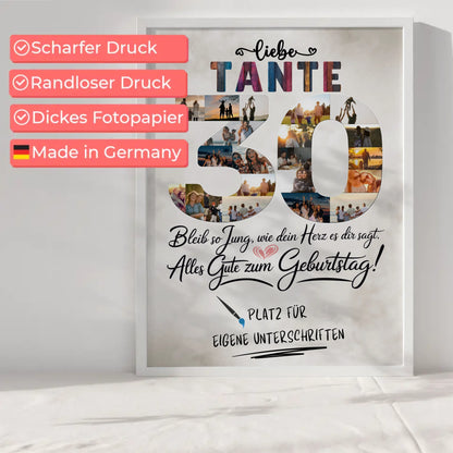 Personalisiertes Poster mit Unterschriften Tante 30 Geburtstag Fotos