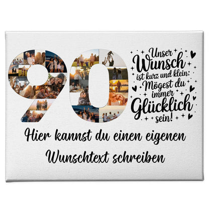 Personalisierte Fotoleinwand mit Wunschtext 90 Geburtstag Wunsch