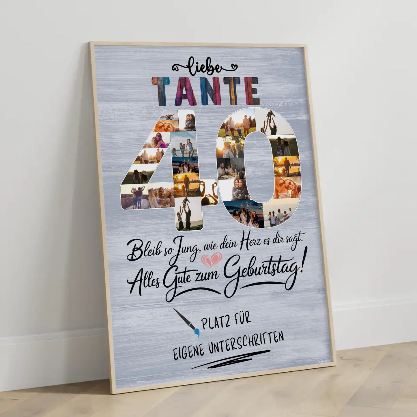 Personalisiertes Poster mit Unterschriften Tante 40 Geburtstag Fotos