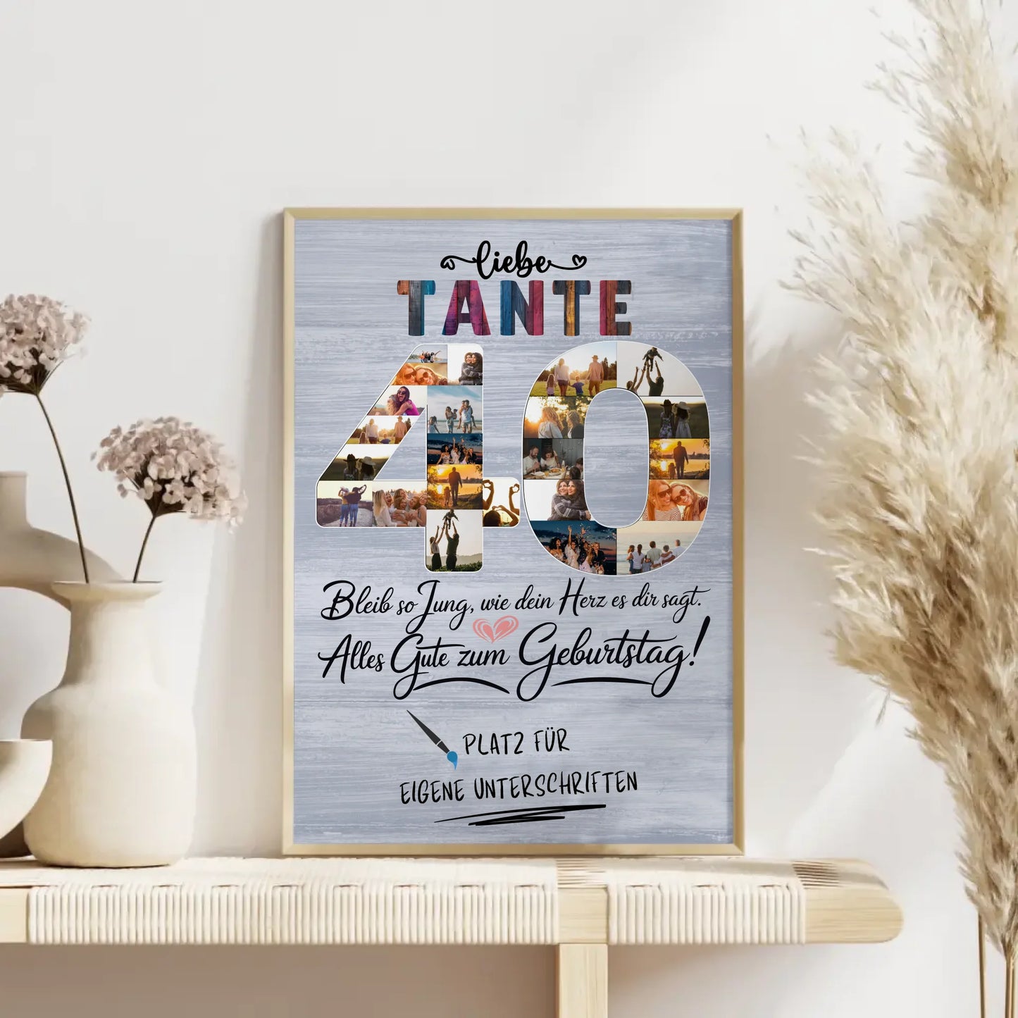 Personalisiertes Poster mit Unterschriften Tante 40 Geburtstag Fotos