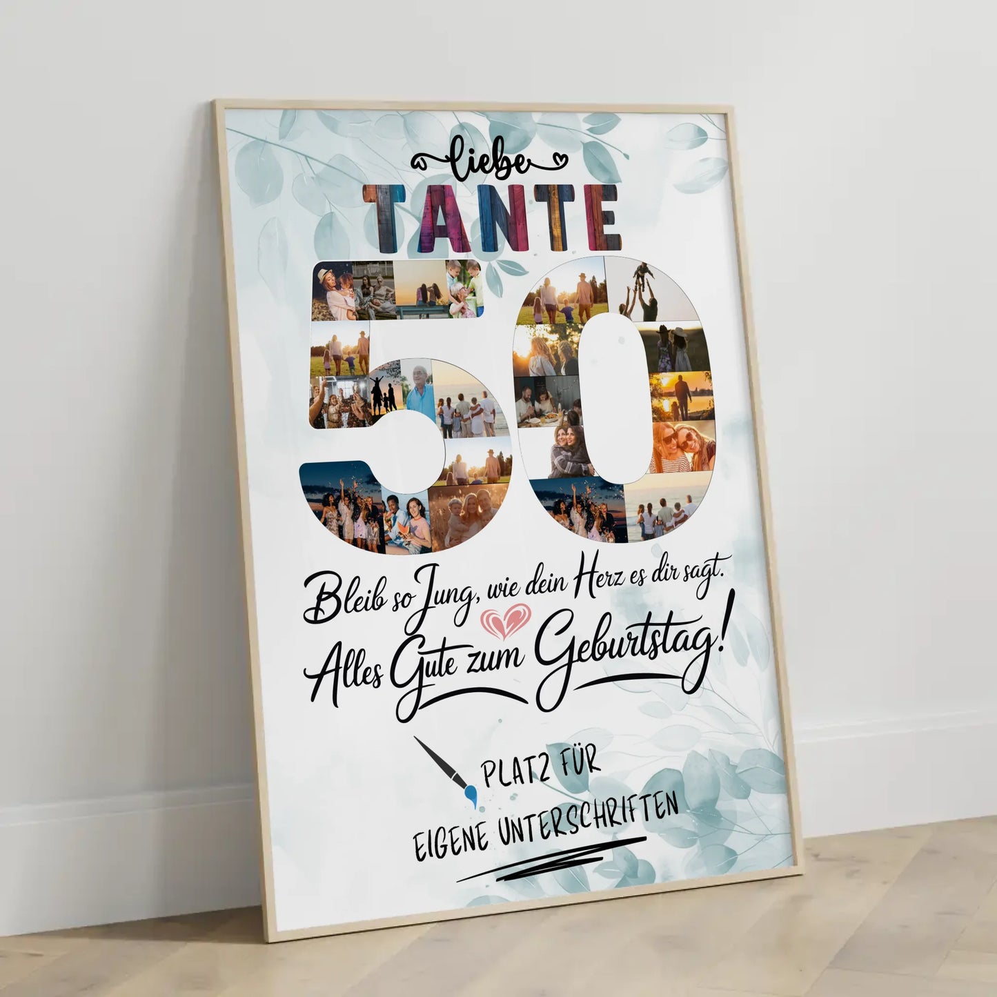 Personalisiertes Poster Tante 50 Geburtstag mit Unterschriften Fotos
