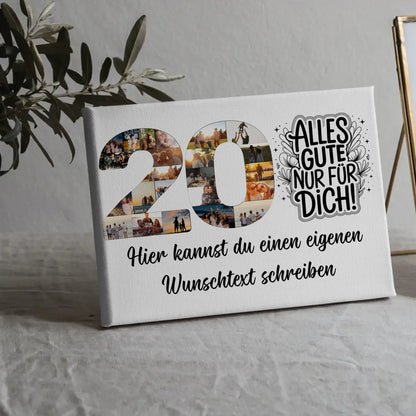 Personalisierte Fotoleinwand Wunschtext 20 Geburtstag Alles Gute für Dich