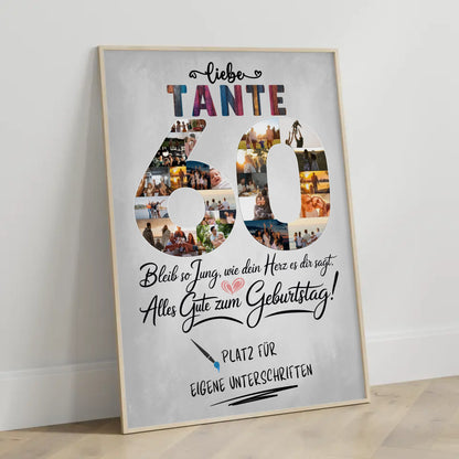 Personalisiertes Poster mit Unterschriften Tante 60 Geburtstag Fotos