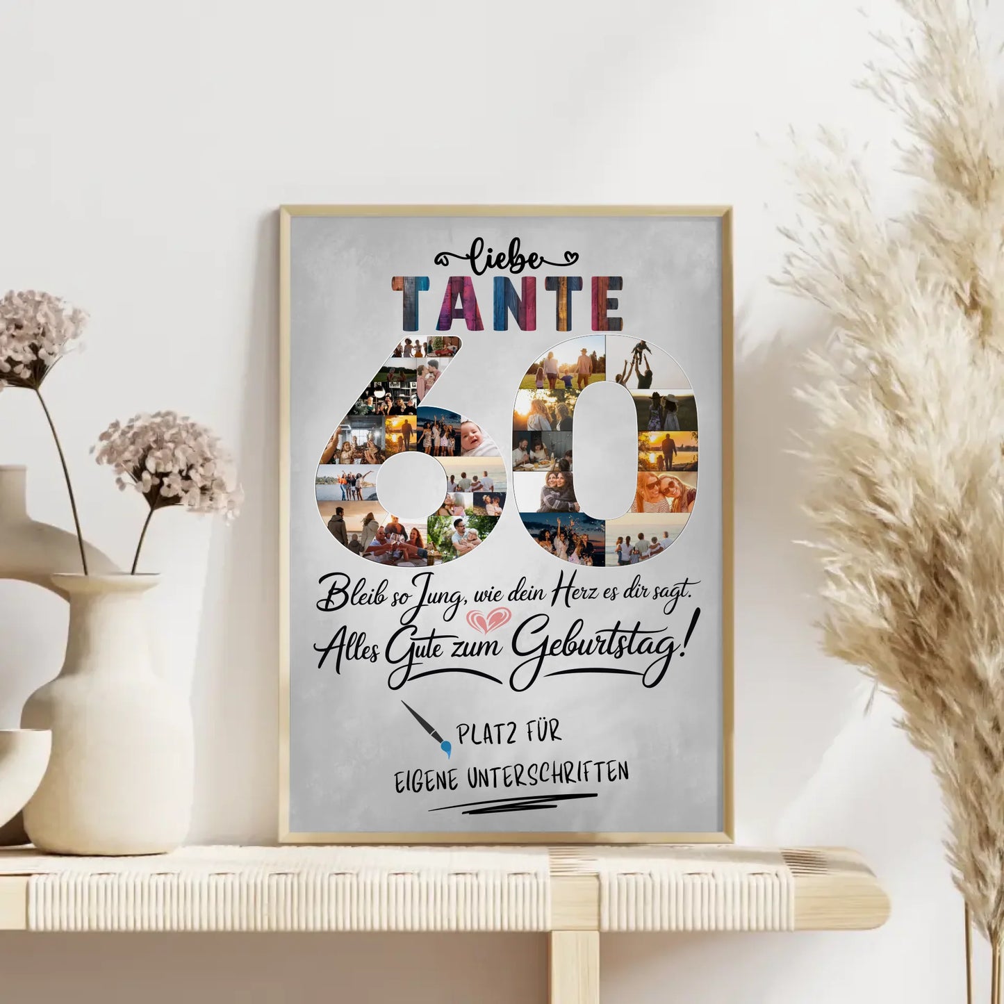 Personalisiertes Poster mit Unterschriften Tante 60 Geburtstag Fotos