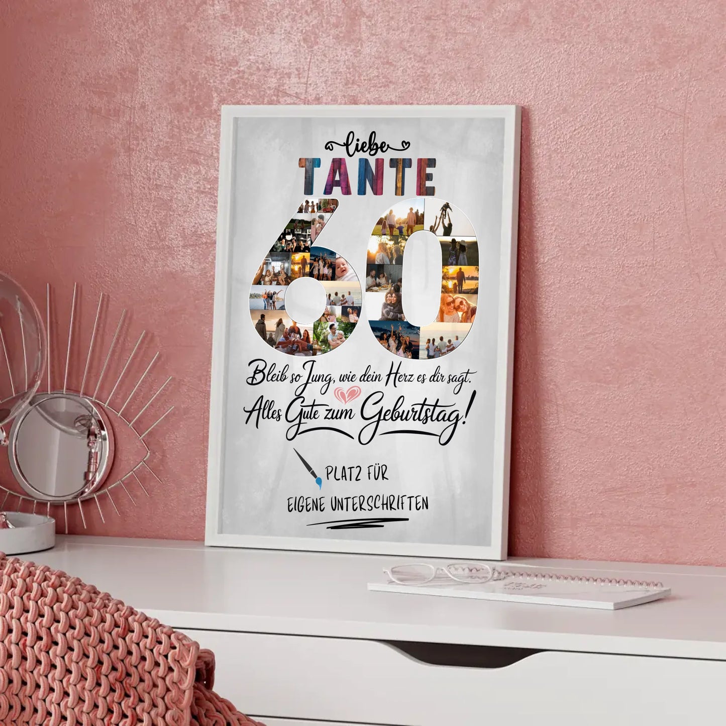 Personalisiertes Poster mit Unterschriften Tante 60 Geburtstag Fotos