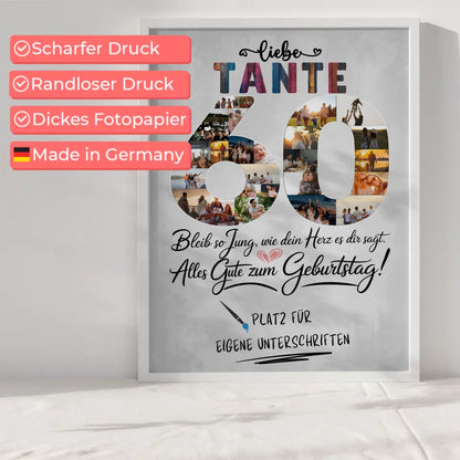 Personalisiertes Poster mit Unterschriften Tante 60 Geburtstag Fotos