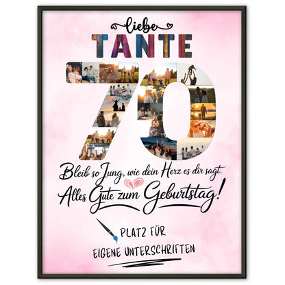 Personalisiertes Poster Tante 70 Geburtstag mit Unterschriften Fotos