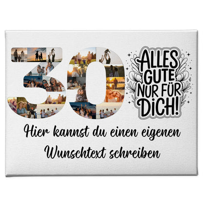 Personalisierte Fotoleinwand Wunschtext 30 Geburtstag Alles Gute