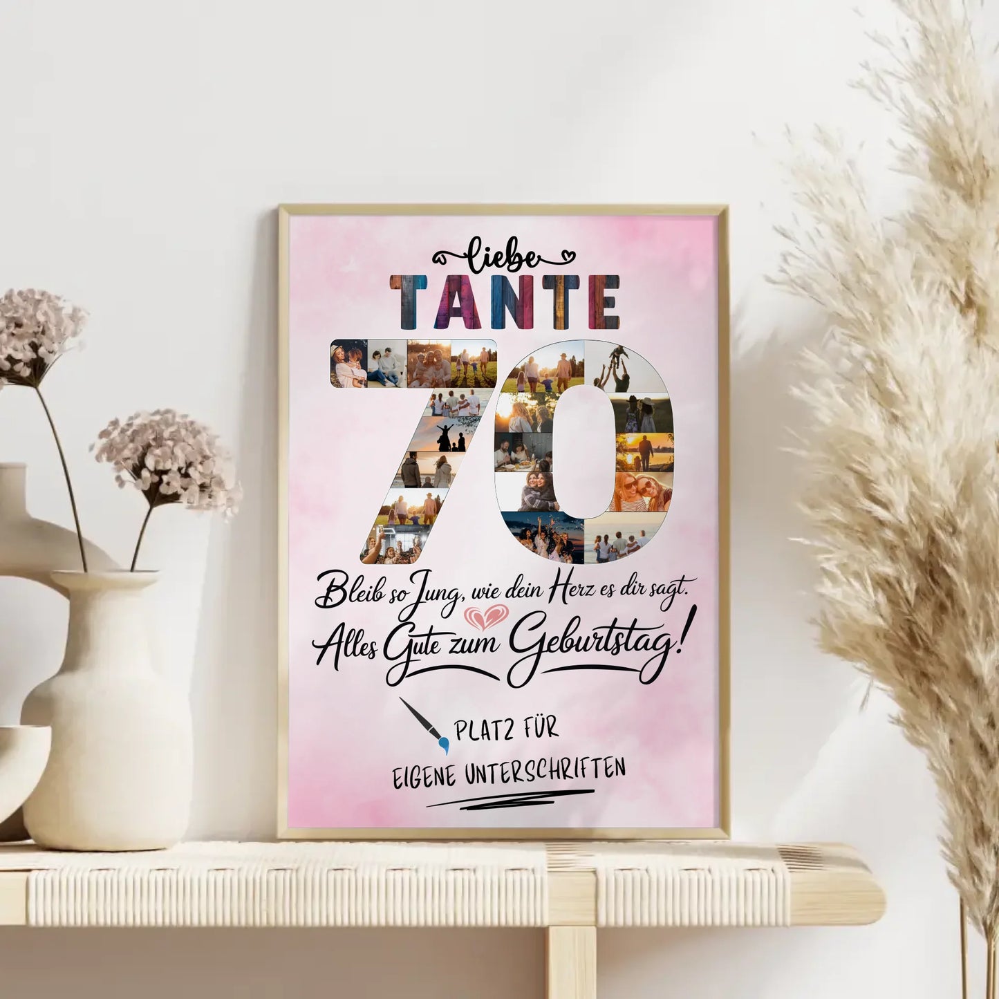 Personalisiertes Poster Tante 70 Geburtstag mit Unterschriften Fotos