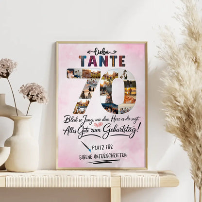 Personalisiertes Poster Tante 70 Geburtstag mit Unterschriften Fotos
