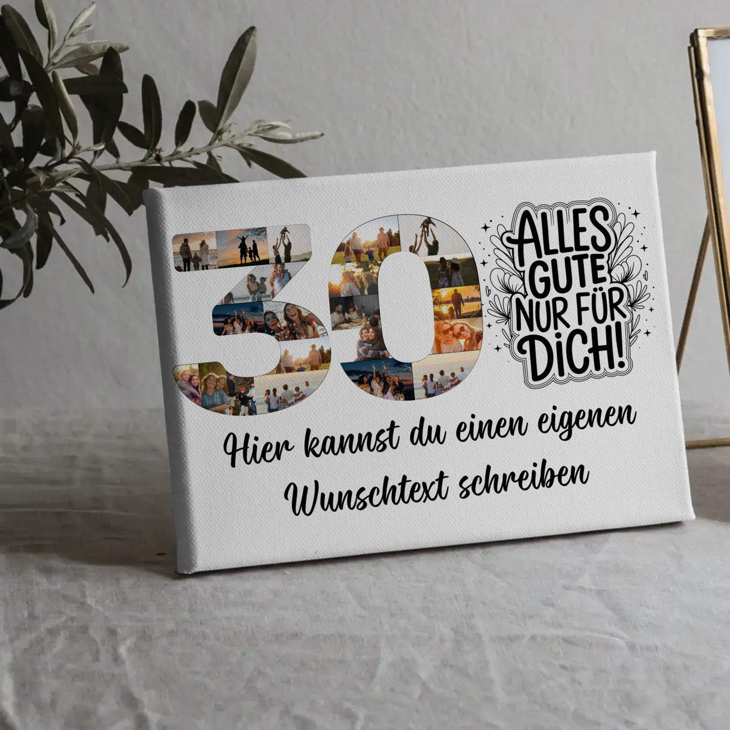 Personalisierte Fotoleinwand Wunschtext 30 Geburtstag Alles Gute