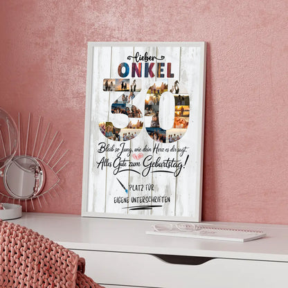 Personalisiertes Poster mit Unterschriften Onkel 30 Geburtstag Fotos