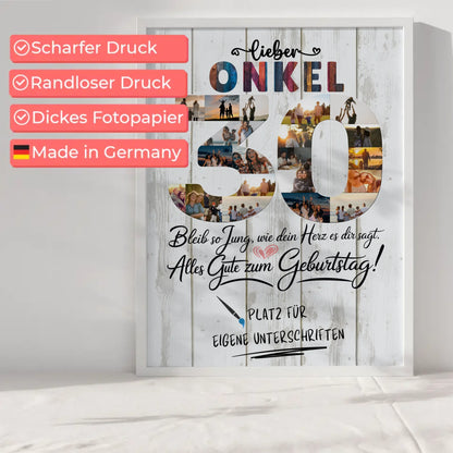 Personalisiertes Poster mit Unterschriften Onkel 30 Geburtstag Fotos