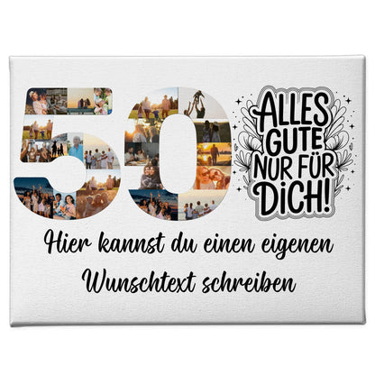Personalisierte Fotoleinwand Wunschtext 50 Geburtstag Alles Gute