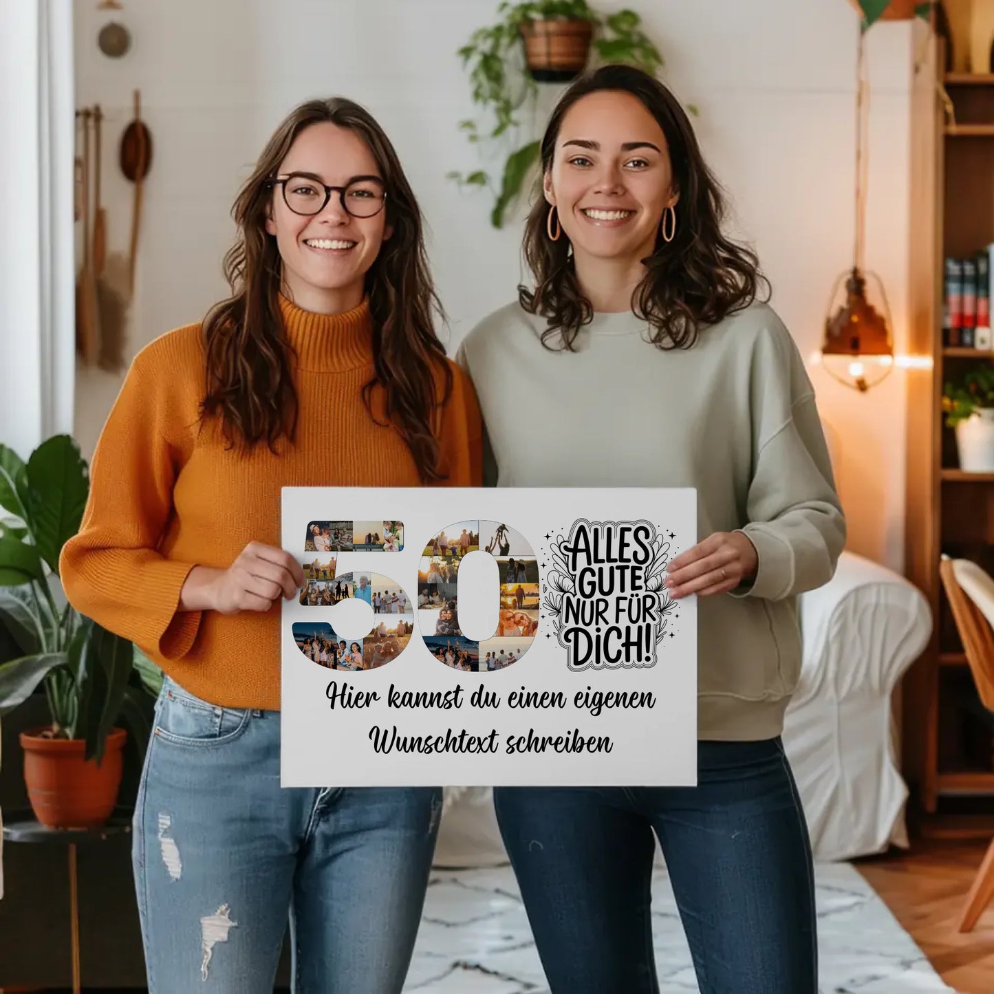 Personalisierte Fotoleinwand Wunschtext 50 Geburtstag Alles Gute