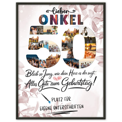 Personalisiertes Poster mit Unterschriften Onkel 50 Geburtstag Fotos