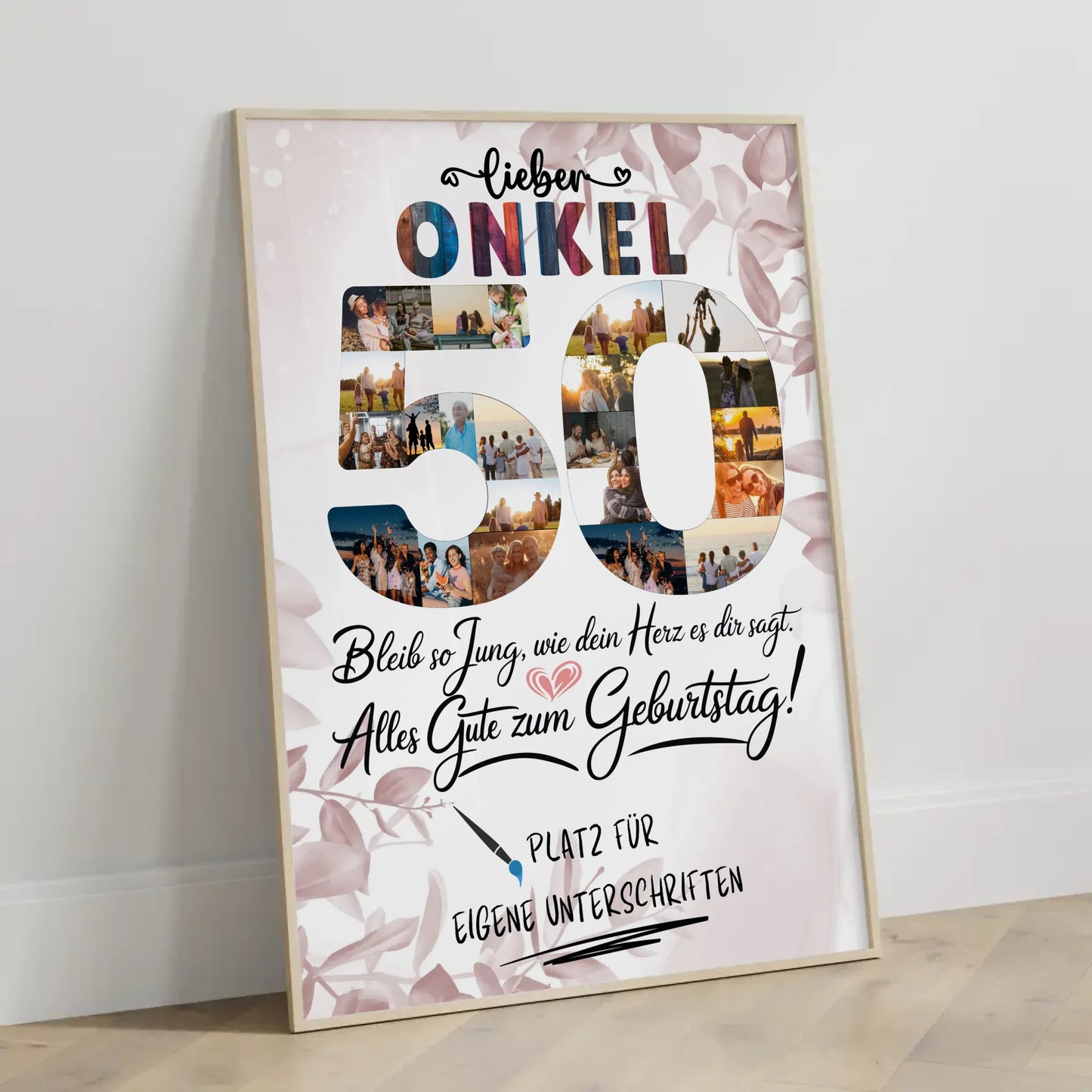 Personalisiertes Poster mit Unterschriften Onkel 50 Geburtstag Fotos