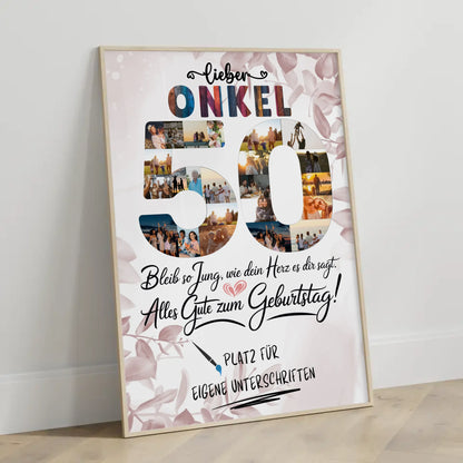 Personalisiertes Poster mit Unterschriften Onkel 50 Geburtstag Fotos