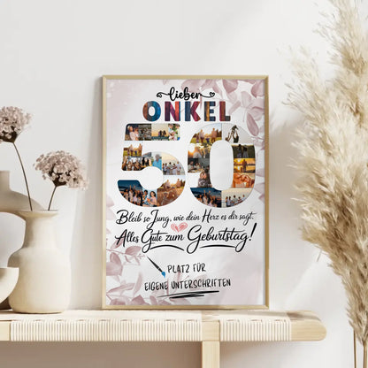 Personalisiertes Poster mit Unterschriften Onkel 50 Geburtstag Fotos