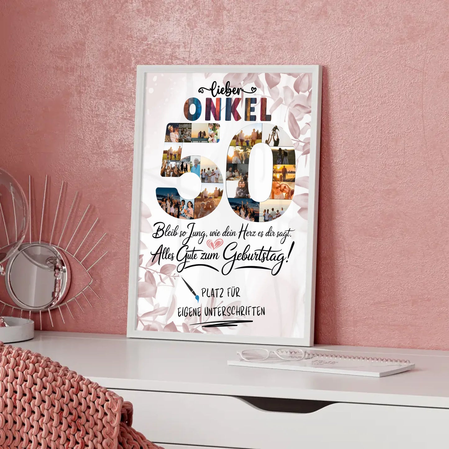 Personalisiertes Poster mit Unterschriften Onkel 50 Geburtstag Fotos