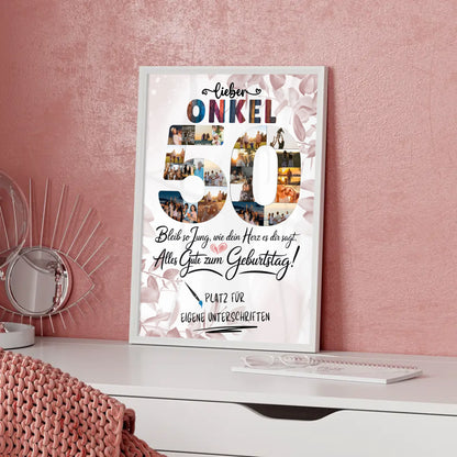 Personalisiertes Poster mit Unterschriften Onkel 50 Geburtstag Fotos