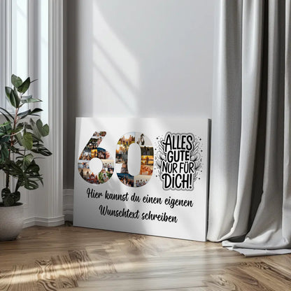 Personalisierte Fotoleinwand Wunschtext 60 Geburtstag Alles Gute für Dich