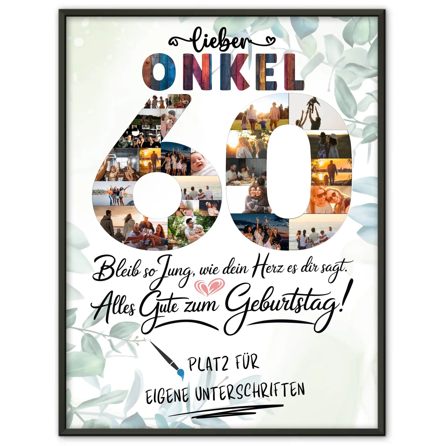 Personalisiertes Poster mit Unterschriften Onkel 60 Geburtstag Fotos