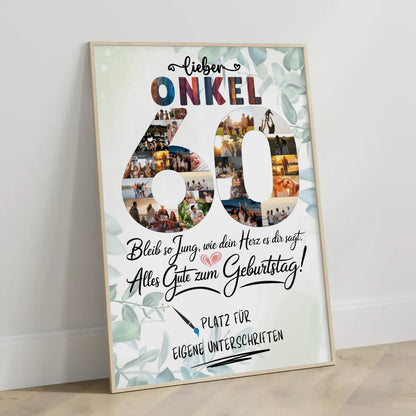 Personalisiertes Poster mit Unterschriften Onkel 60 Geburtstag Fotos