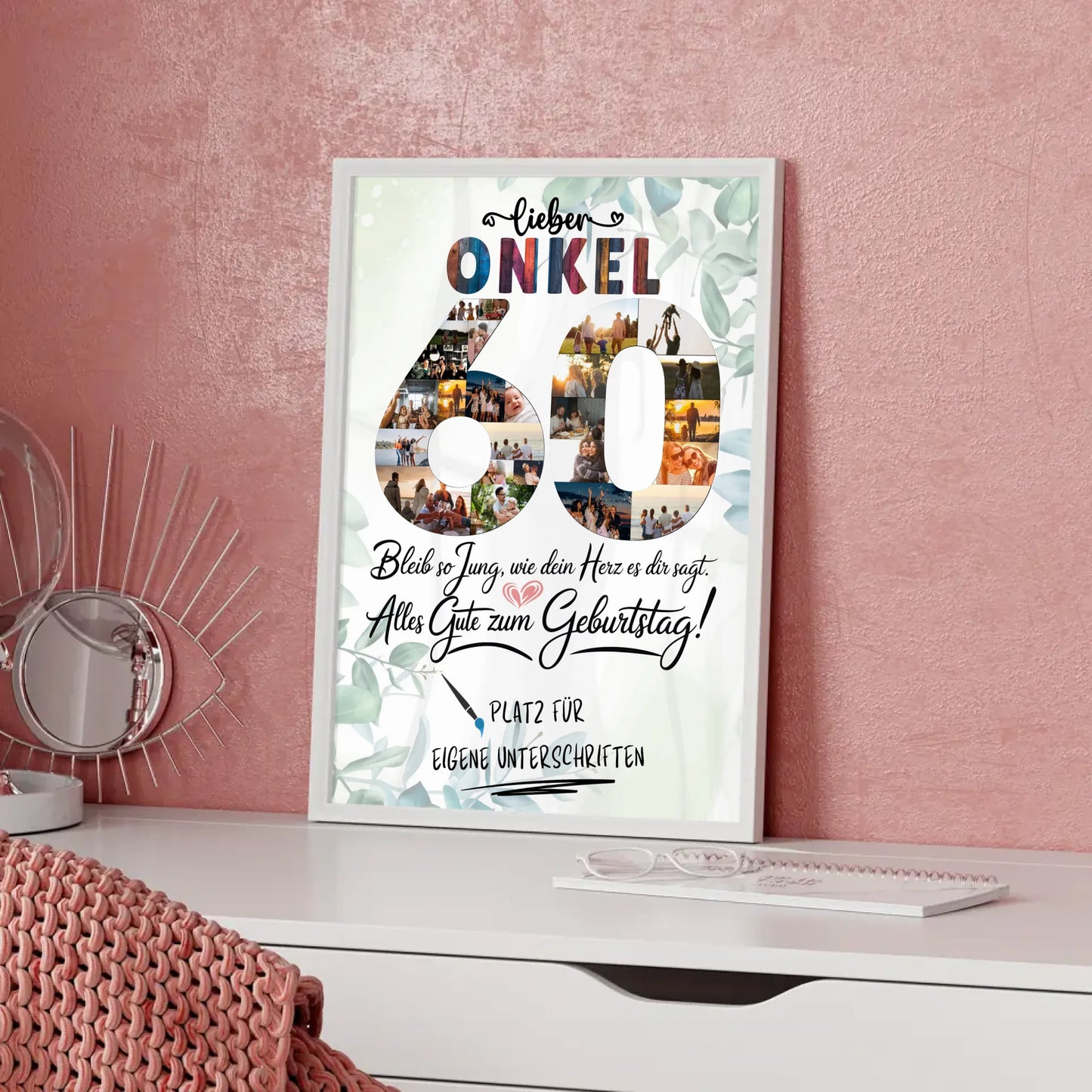 Personalisiertes Poster mit Unterschriften Onkel 60 Geburtstag Fotos