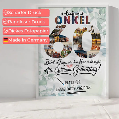 Personalisiertes Poster mit Unterschriften Onkel 60 Geburtstag Fotos
