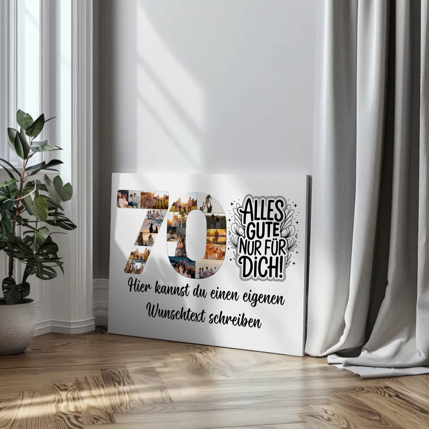 Personalisierte Fotoleinwand Wunschtext 70 Geburtstag Alles Gute für Dich
