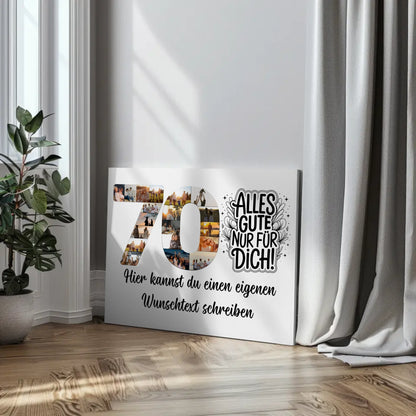 Personalisierte Fotoleinwand Wunschtext 70 Geburtstag Alles Gute für Dich