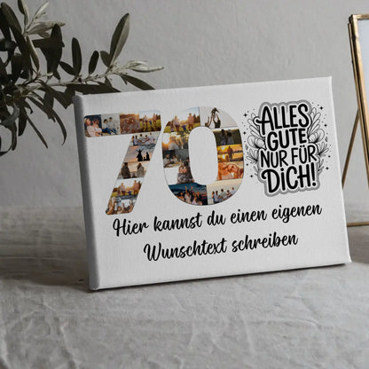 Personalisierte Fotoleinwand Wunschtext 70 Geburtstag Alles Gute für Dich