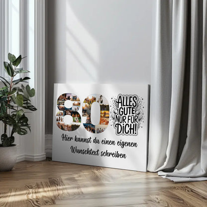Personalisierte Fotoleinwand mit Wunschtext zum 80 Geburtstag Alles Gute für Dich