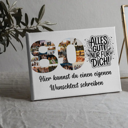 Personalisierte Fotoleinwand mit Wunschtext zum 80 Geburtstag Alles Gute für Dich