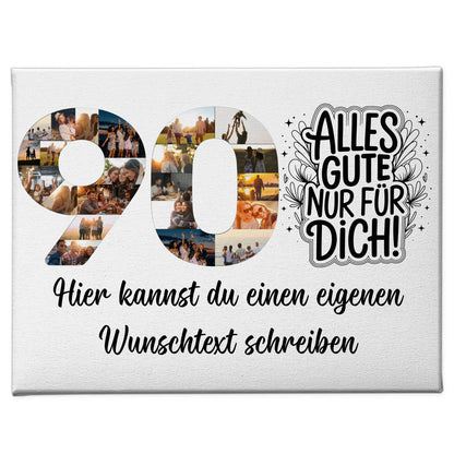 Personalisierte Fotoleinwand Wunschtext 90 Geburtstag Alles Gute