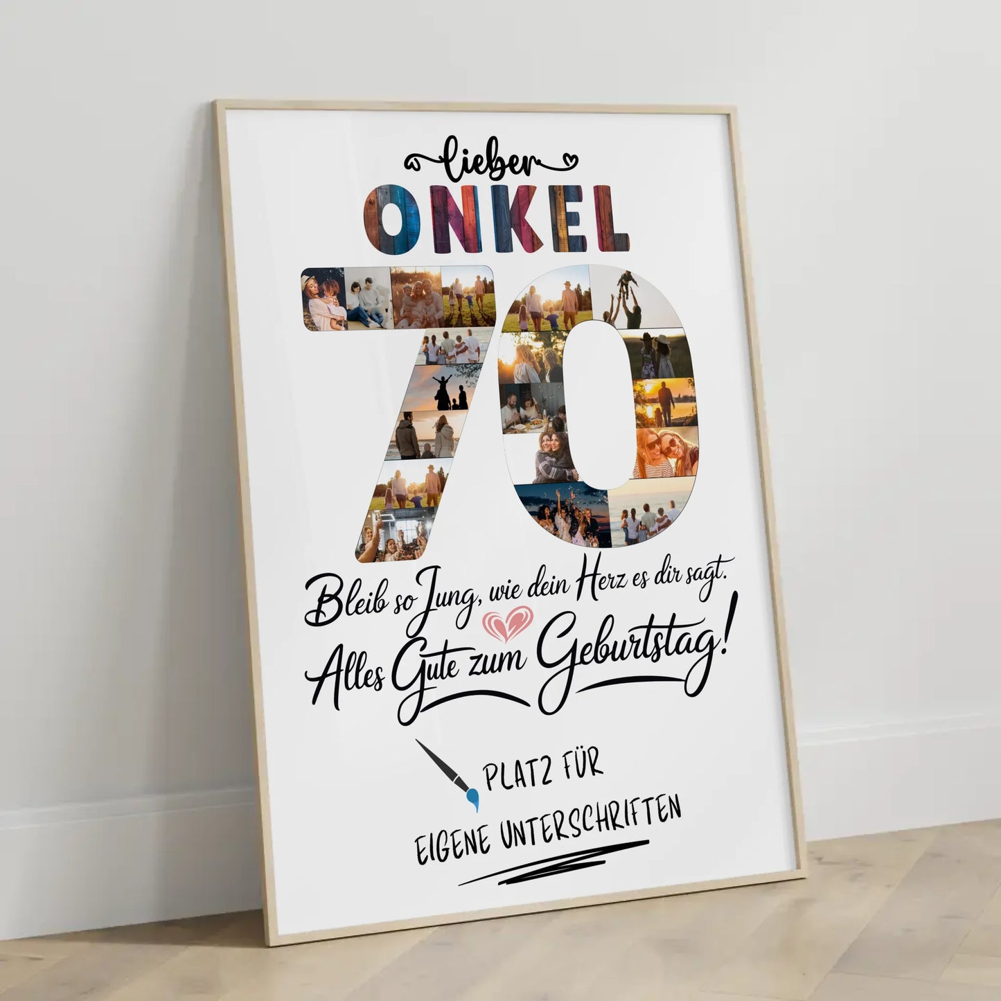 Personalisiertes Poster mit Unterschriften Onkel 70 Geburtstag Fotos