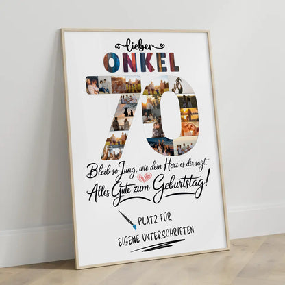 Personalisiertes Poster mit Unterschriften Onkel 70 Geburtstag Fotos