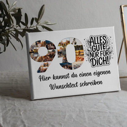 Personalisierte Fotoleinwand Wunschtext 90 Geburtstag Alles Gute
